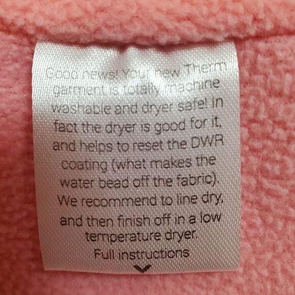 Therm Girl's Fleece Line Jacket Size 10 Pink Hooded Thumbholes EUC - Picture 10 of 10